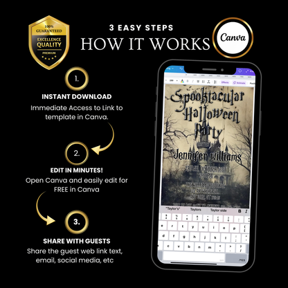 Halloween-Videoeinladung, animierte Halloween-Einladung mit Gruselmotiv, bearbeitbare mobile Einladung zur Halloween-Party