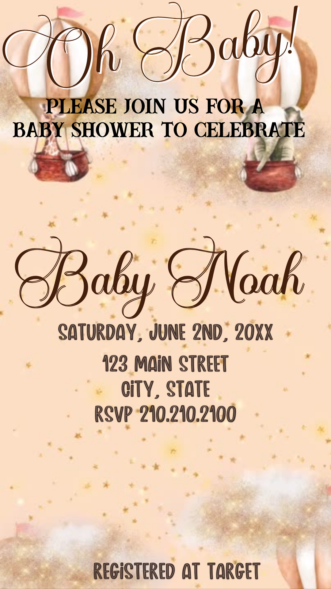 Sky themed digital video invite card baby shower