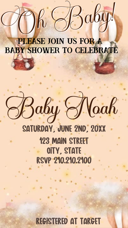 Sky themed digital video invite card baby shower