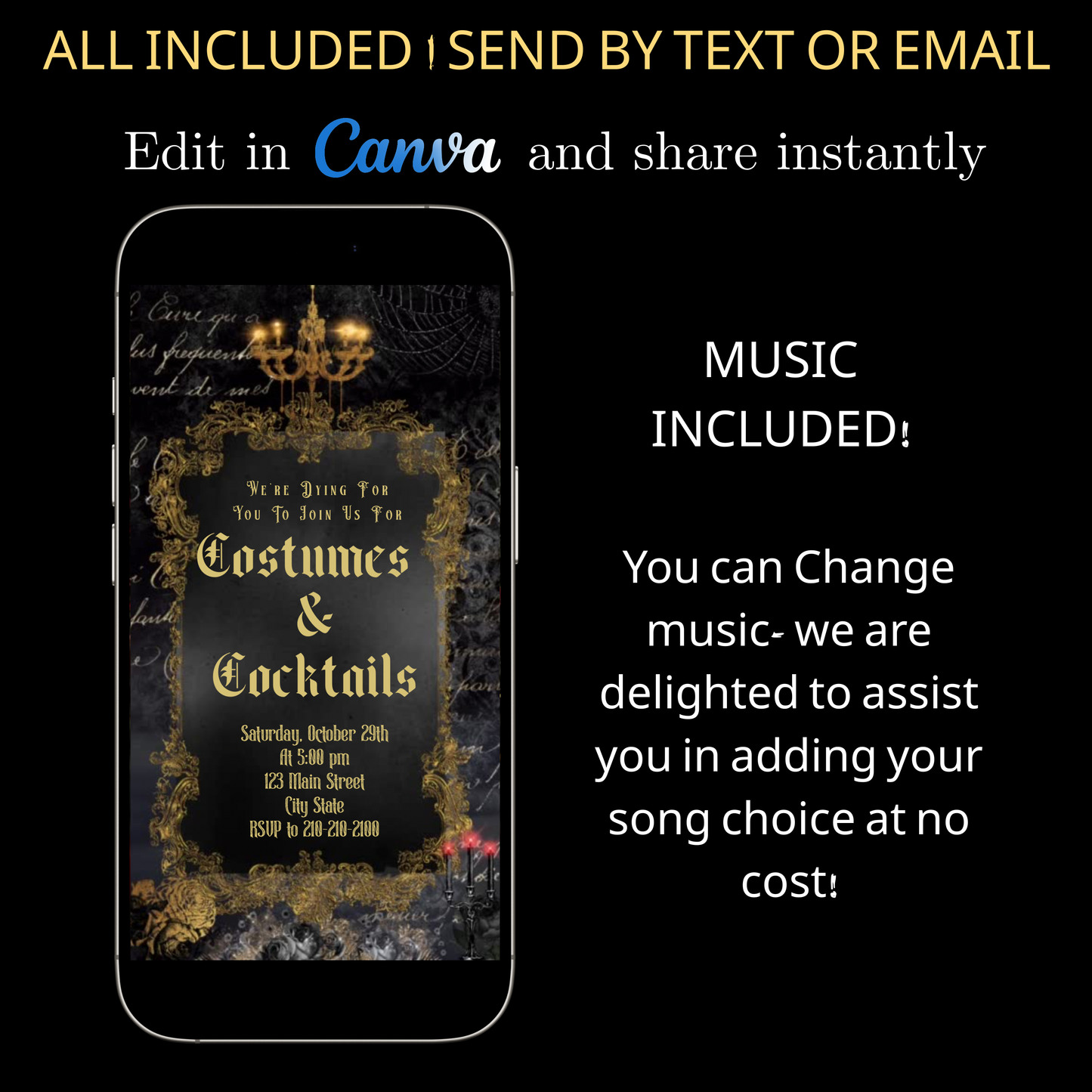 Halloween-Videoeinladung, Einladung zu Gothic-Cocktails und Kostümen