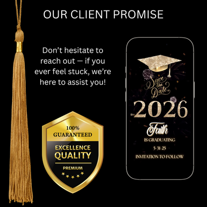 2026 Graduation Party Video Invitation | Digital Graduation Invite | Editable Online RSVP Evite Canva Template