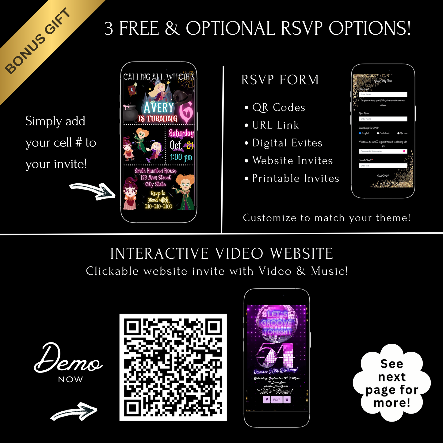 Halloween Video Invitation | Hocus Pocus Animated Halloween Digital Evite | Editable Canva Invite Template
