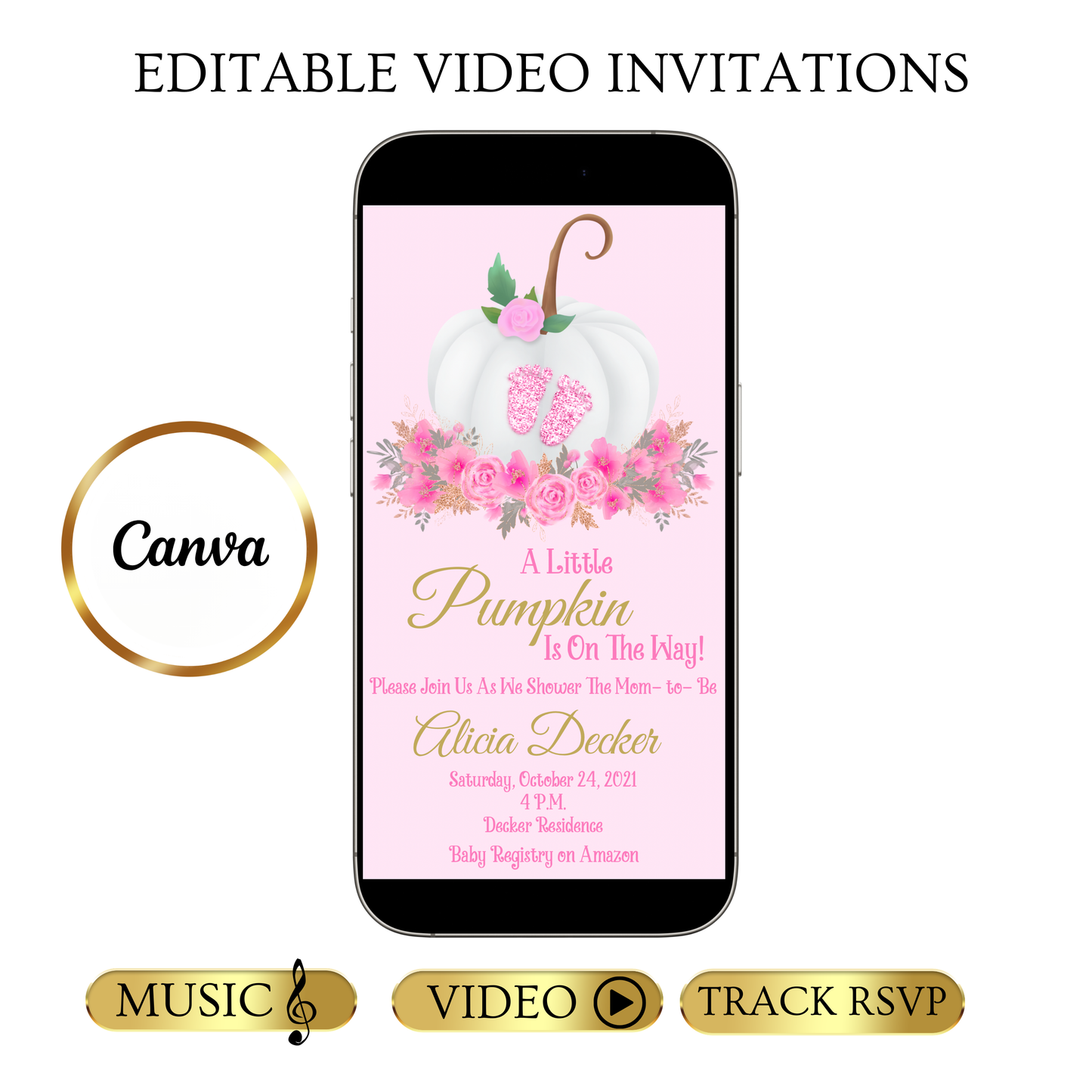 Baby Shower Video Invitation | Little Pumpkin Party Invite