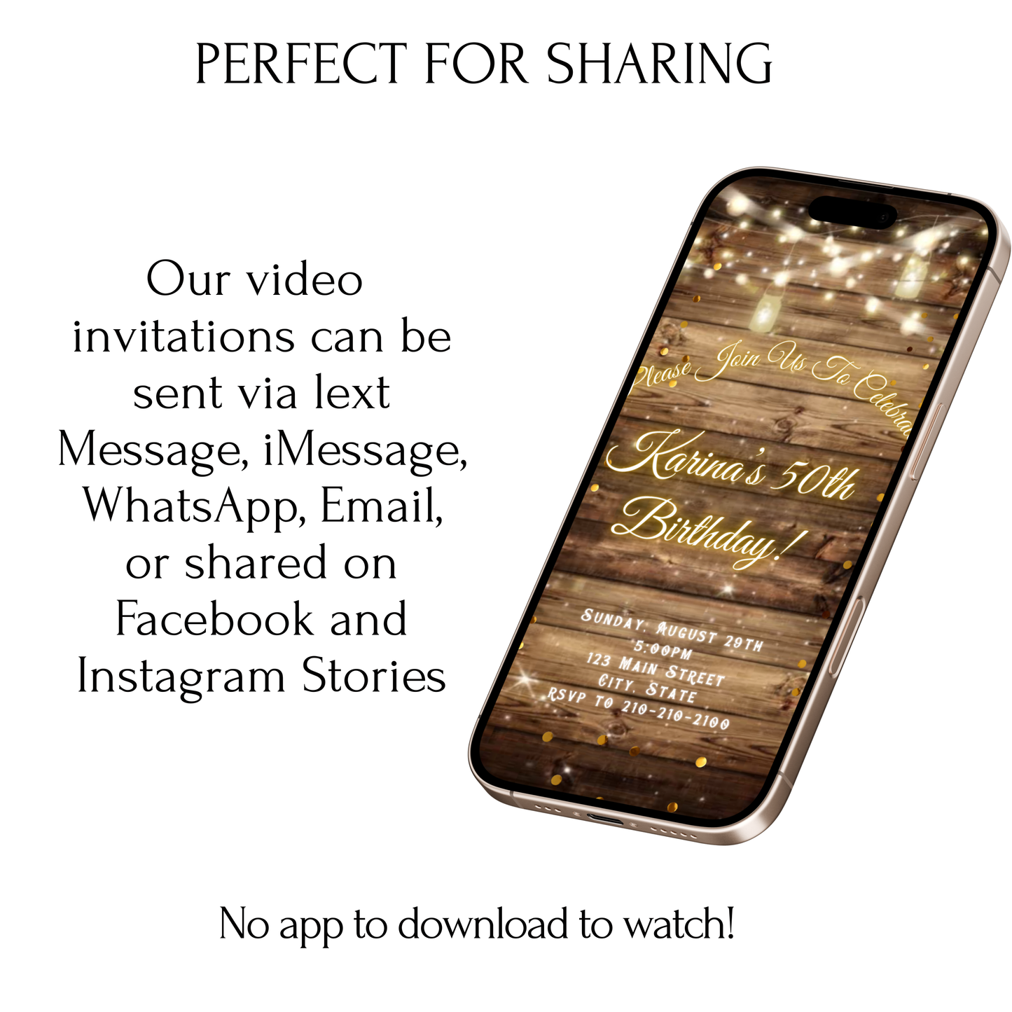 String Lights Video Invitation | Western Theme Digital Evite | Editable Canva Template