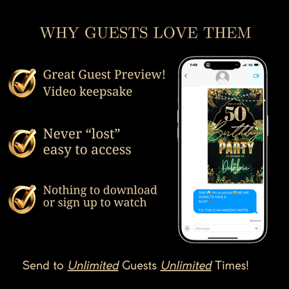 50th Birthday Video Invitation | Digital 50th Safari Leopard Glam Birthday Invite | Editable Canva Party Template