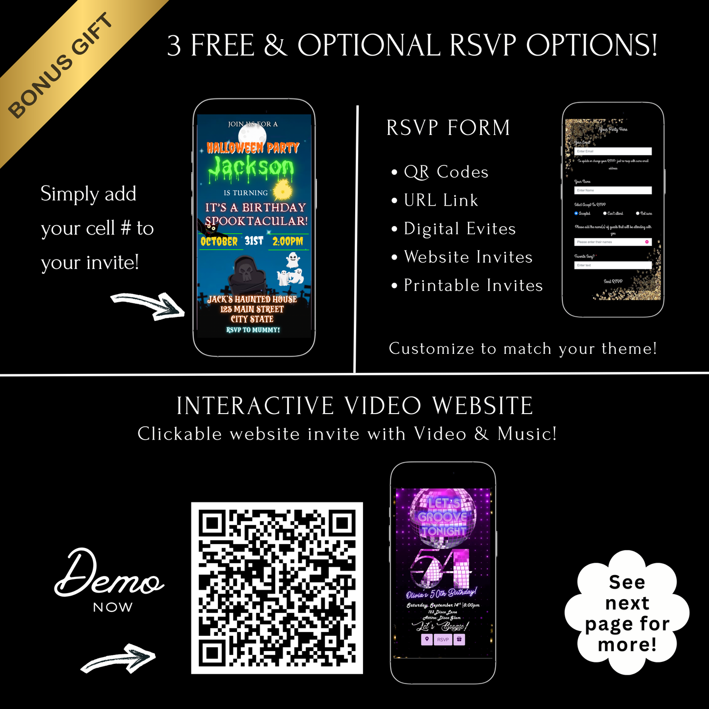 Halloween Video Invitation | Animated Halloween Digital Evite | Editable Canva Invite Template