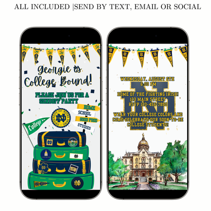 Notre Dame Video-Einladung | Digitale animierte Einladung der Fighting Irish | Bearbeitbare Canva-Vorlage