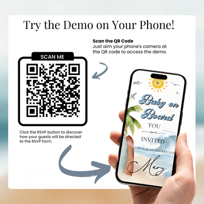 Baby on Board Website Invitation | Canva Website RSVP Template with Music | Boy Baby Shower