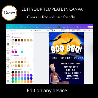 Halloween Video Invitation | Animated Halloween Digital Evite | Editable Canva Invite Template