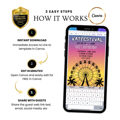 Music Festival Video Invitation | Digital Festival Invite | Editable Canva Template