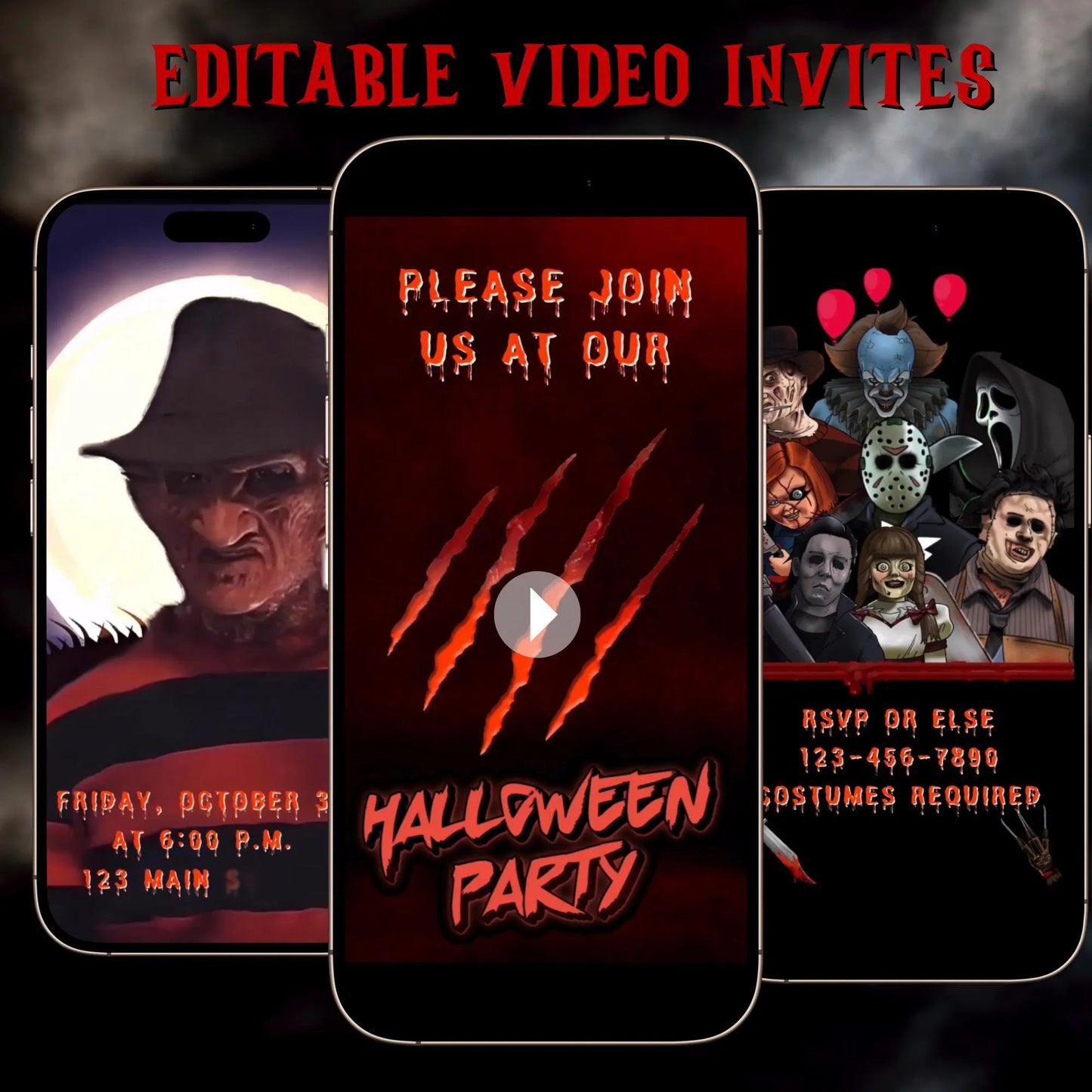 Halloween-Videoeinladung | Animierte digitale Halloween-Einladung | Bearbeitbare Canva-Einladungsvorlage