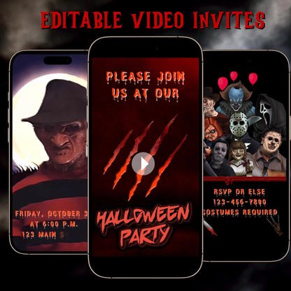 Halloween-Videoeinladung | Animierte digitale Halloween-Einladung | Bearbeitbare Canva-Einladungsvorlage