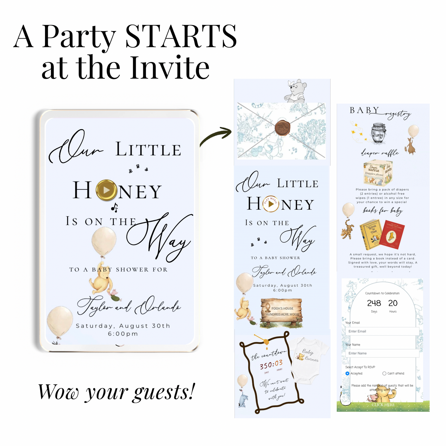 Winnie the Pooh Baby Shower Invite Website with RSVP