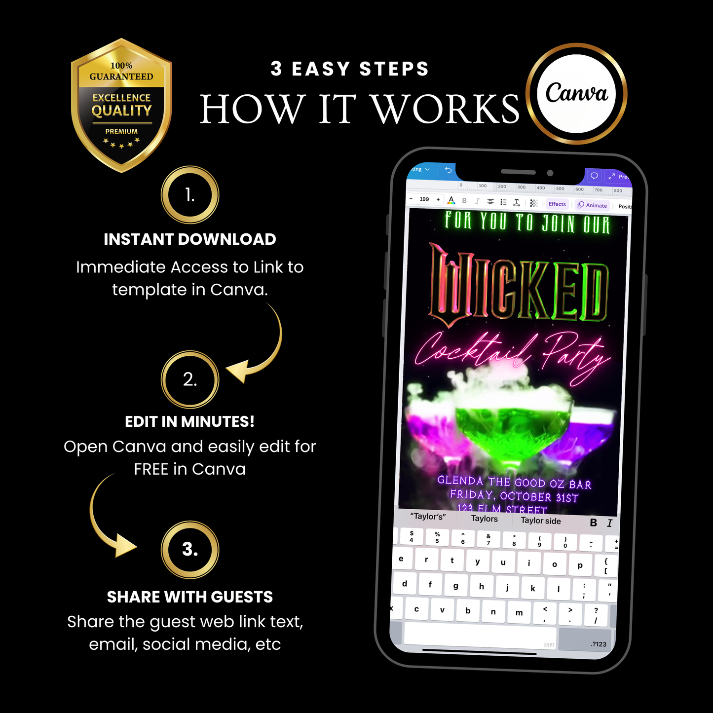 Halloween Video Invitation, Wicked Animated Invite, Editable Halloween Party Mobile Evite