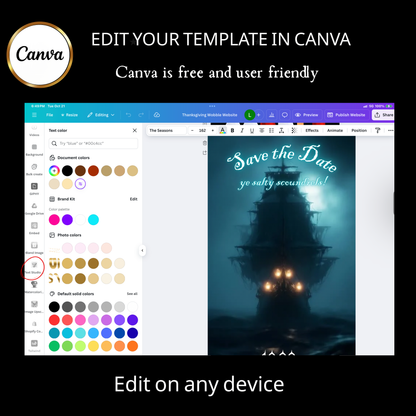 Ghost Ship Halloween Party Video Invitation | Editable Pirate Skeleton Invite | Editable Canva Invite Template