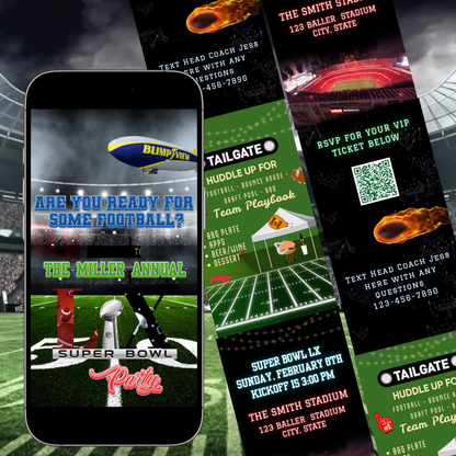 Super Bowl Party Video Invitation | Digital Football Canva Template