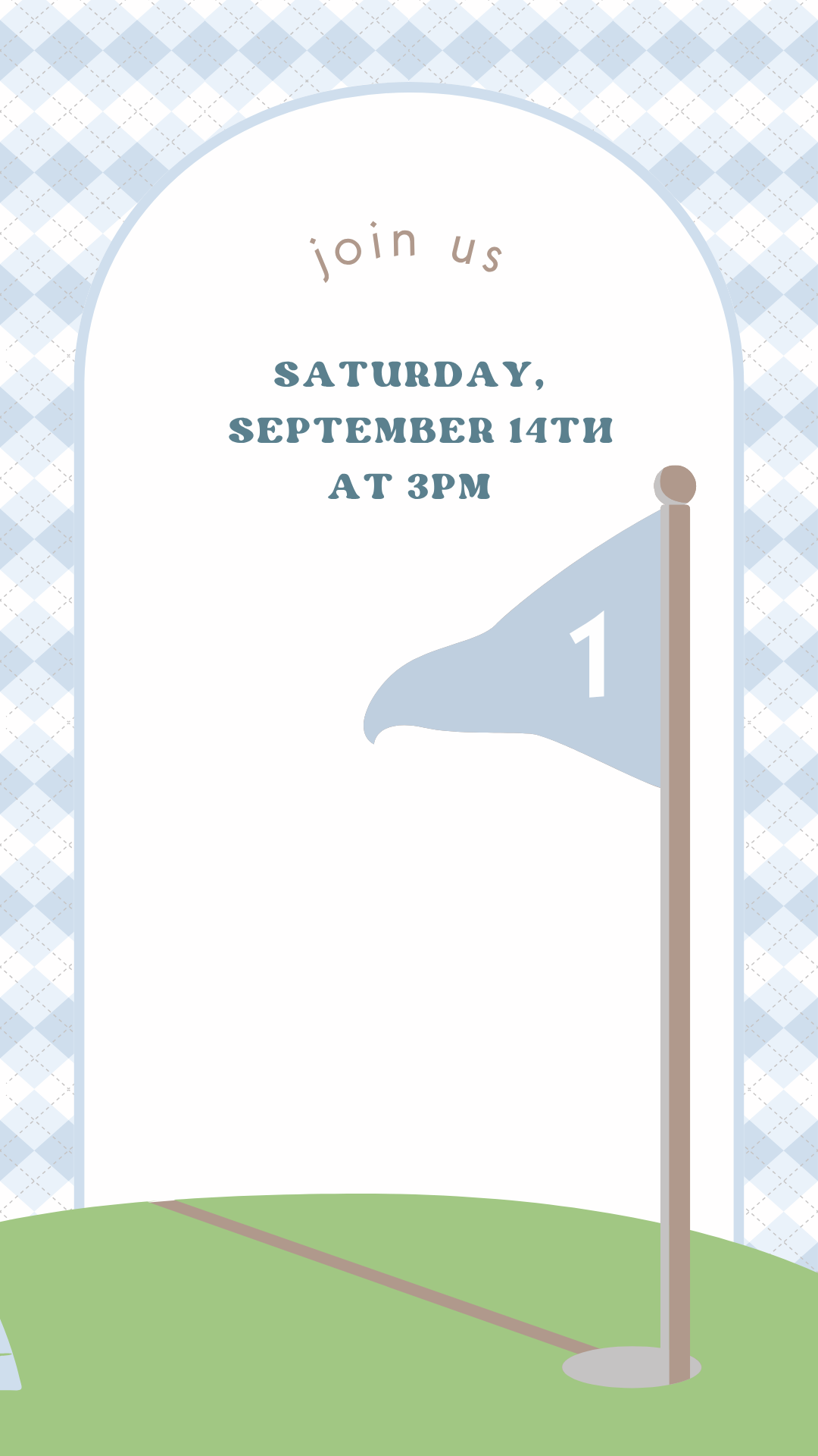 Animated golf video invitation hole in one theme