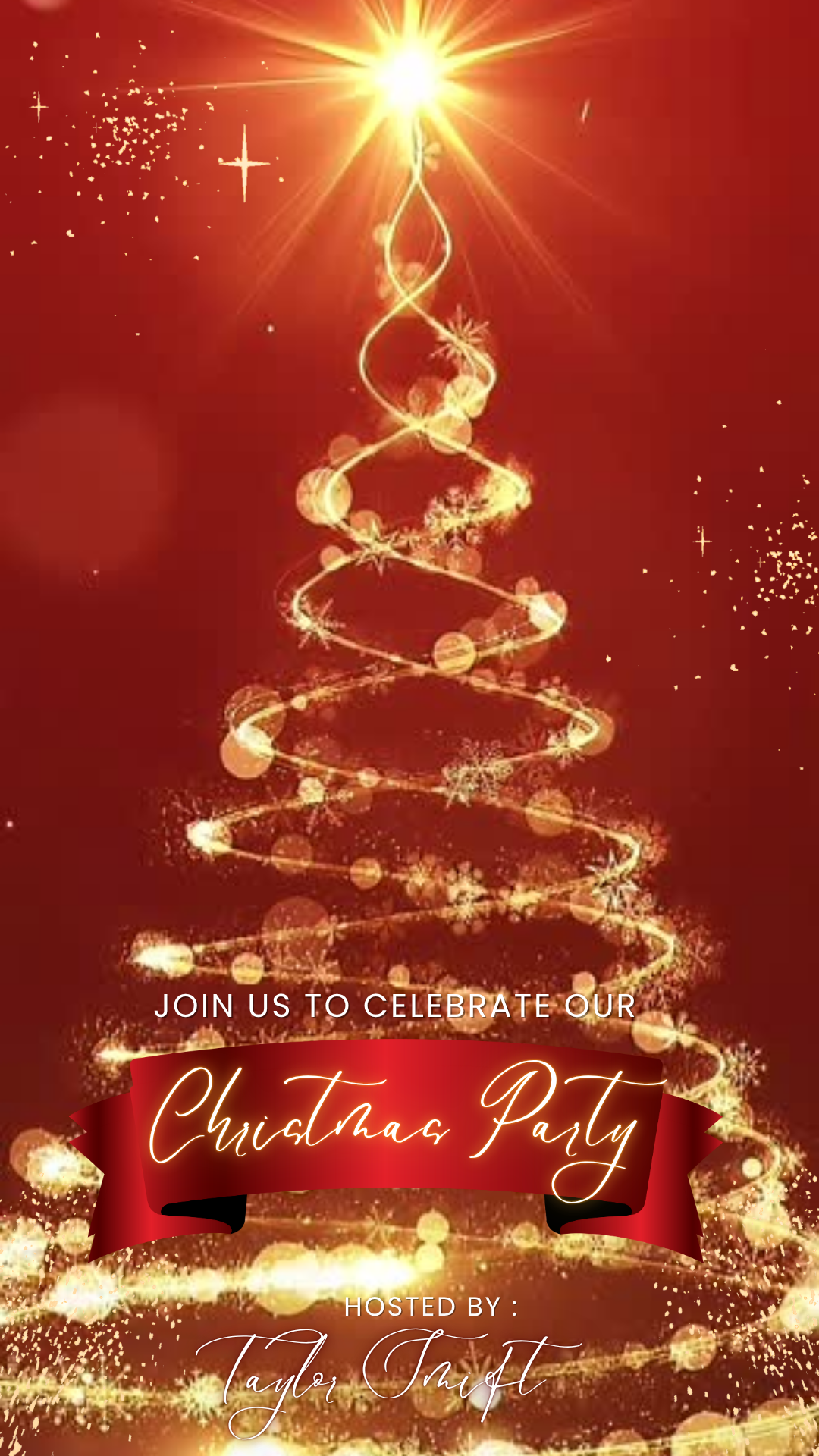 Digital golden spiral Christmas tree video invitation