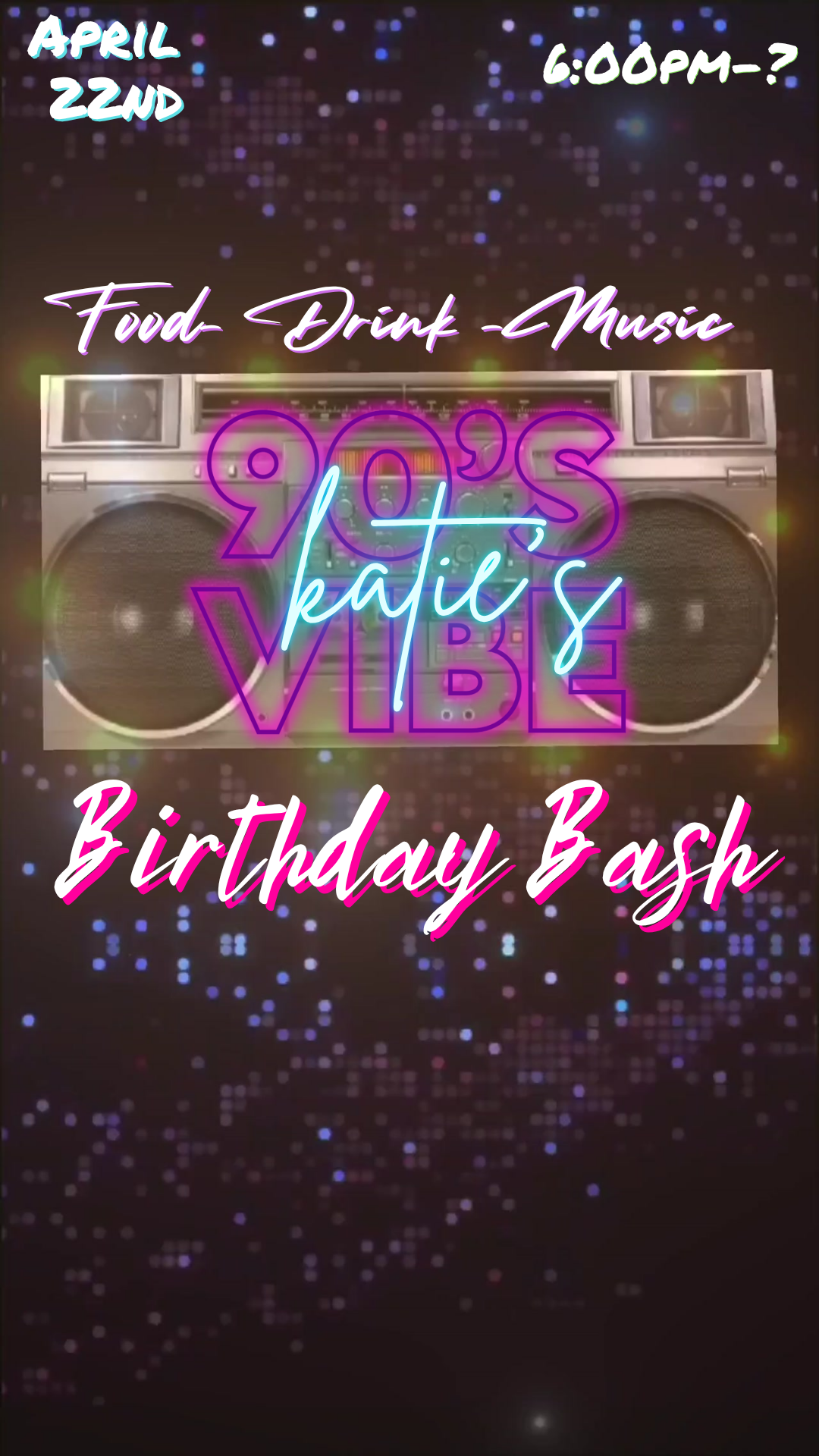 Nostalgic 90s boombox video invite animated