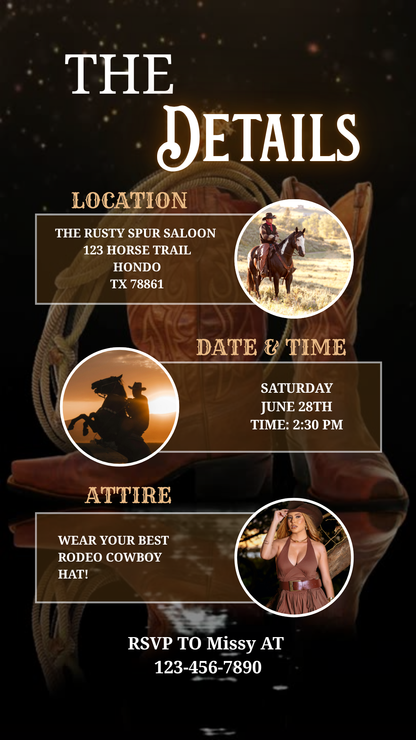 Customizable cowboy western party video invitation