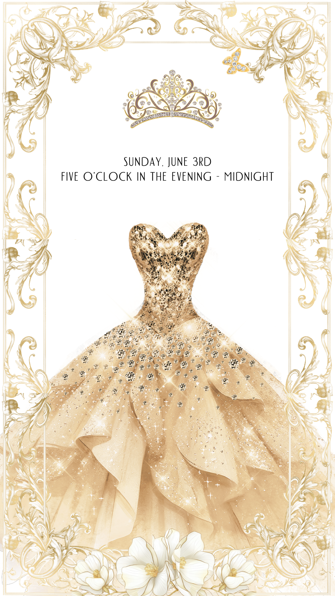 Digital princess ball gown quinceañera video invitation