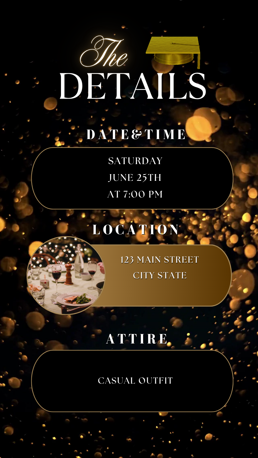 Gold Graduation Party Video Invitation – Class of 2026 Celebration Canva Editable