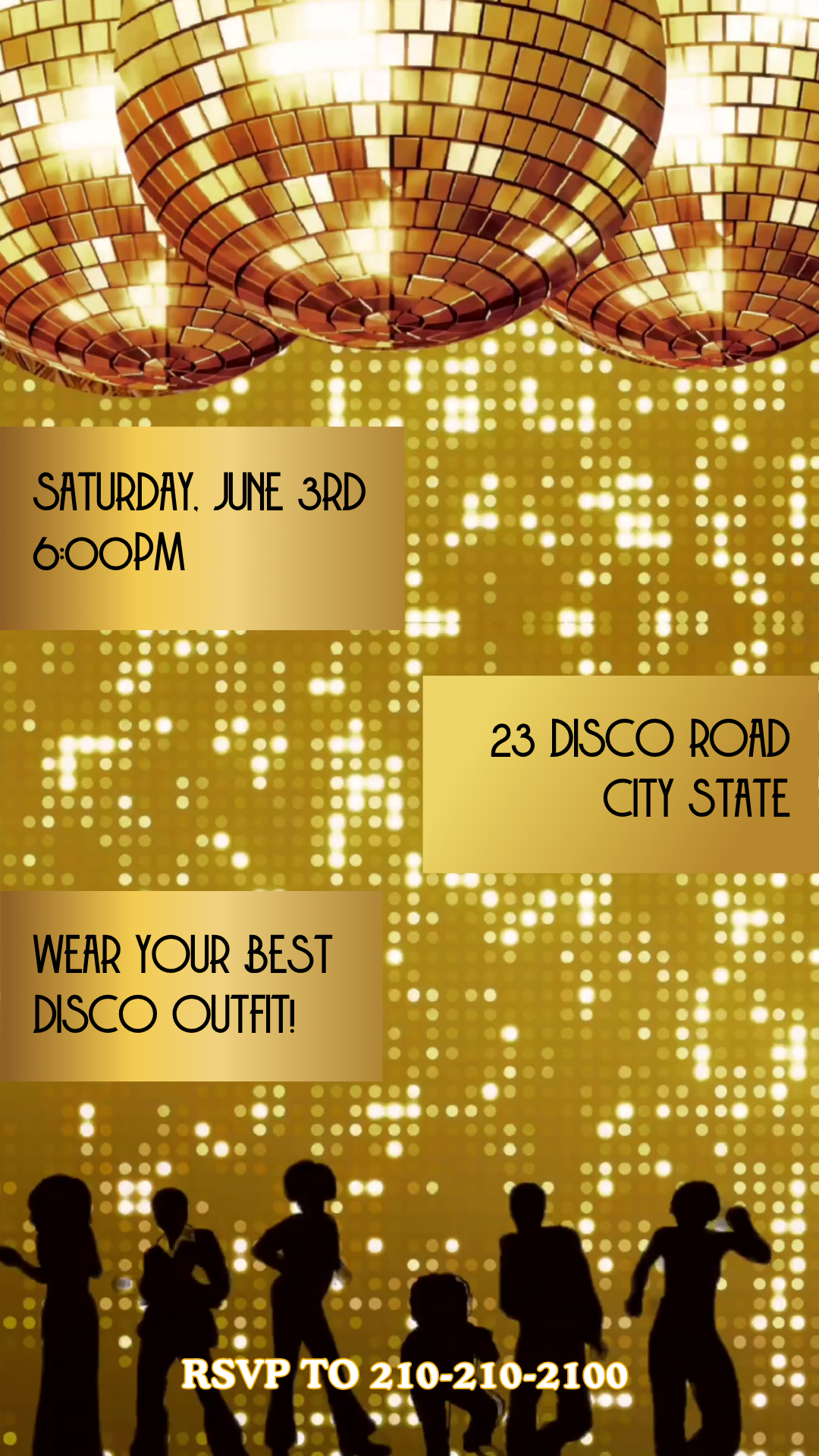 Animated Golden Disco Ball Birthday Video Invitation