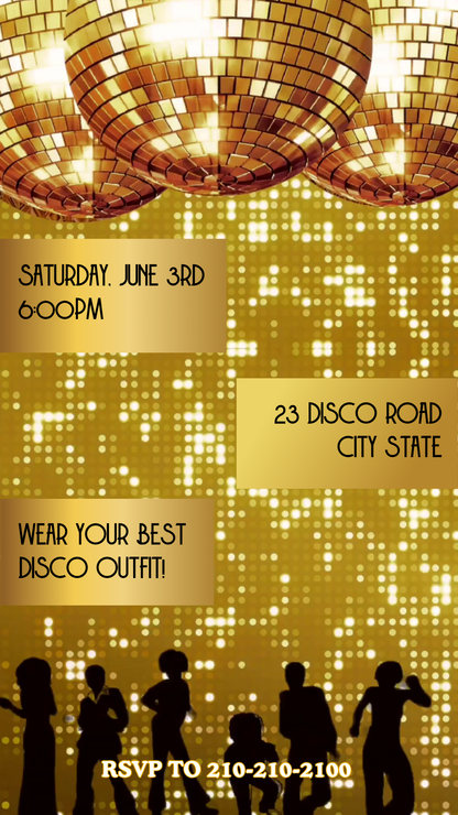 Animated Golden Disco Ball Birthday Video Invitation