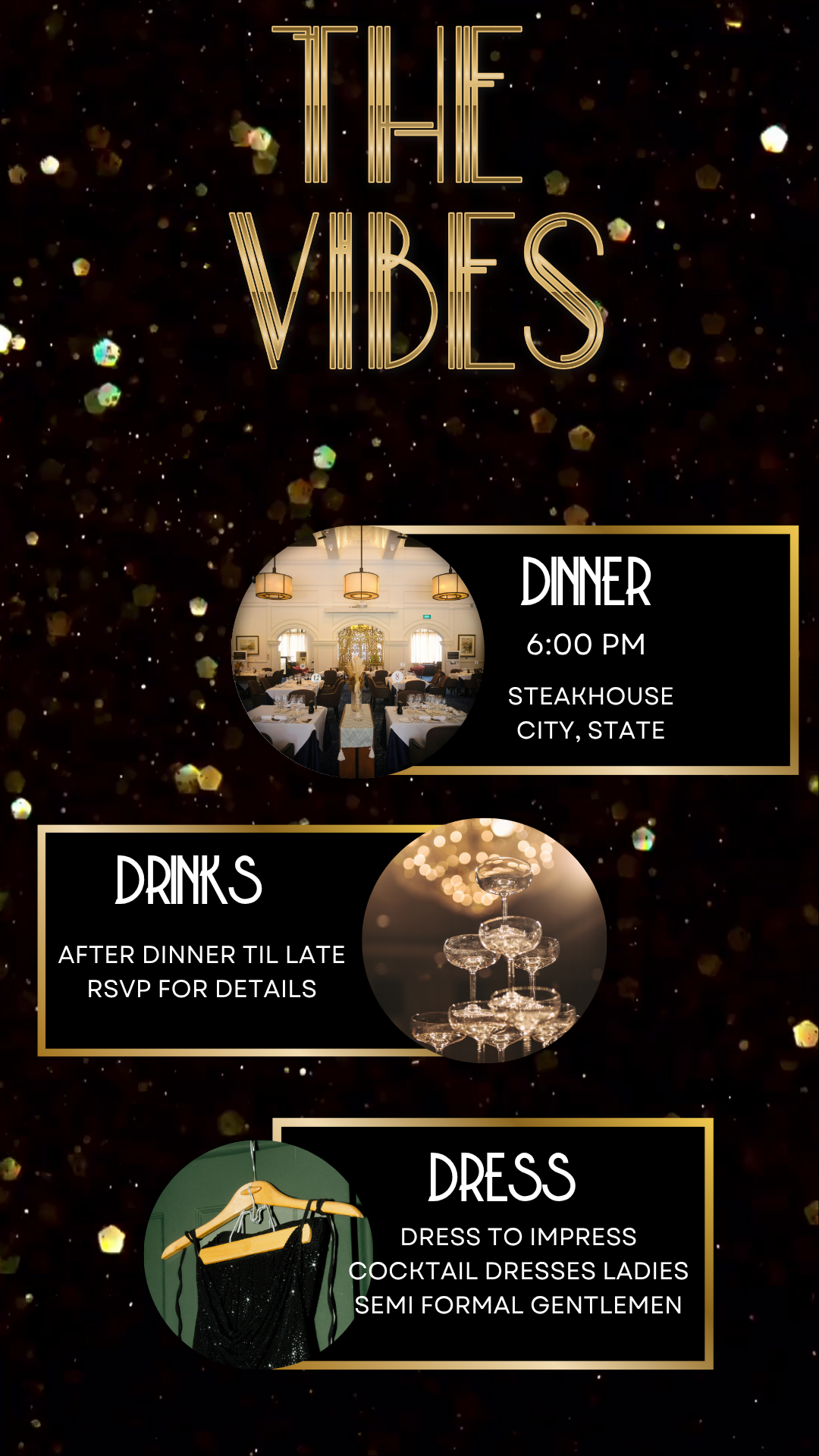 Chic Black & Gold Graduation Party Video Invitation Canva Editable