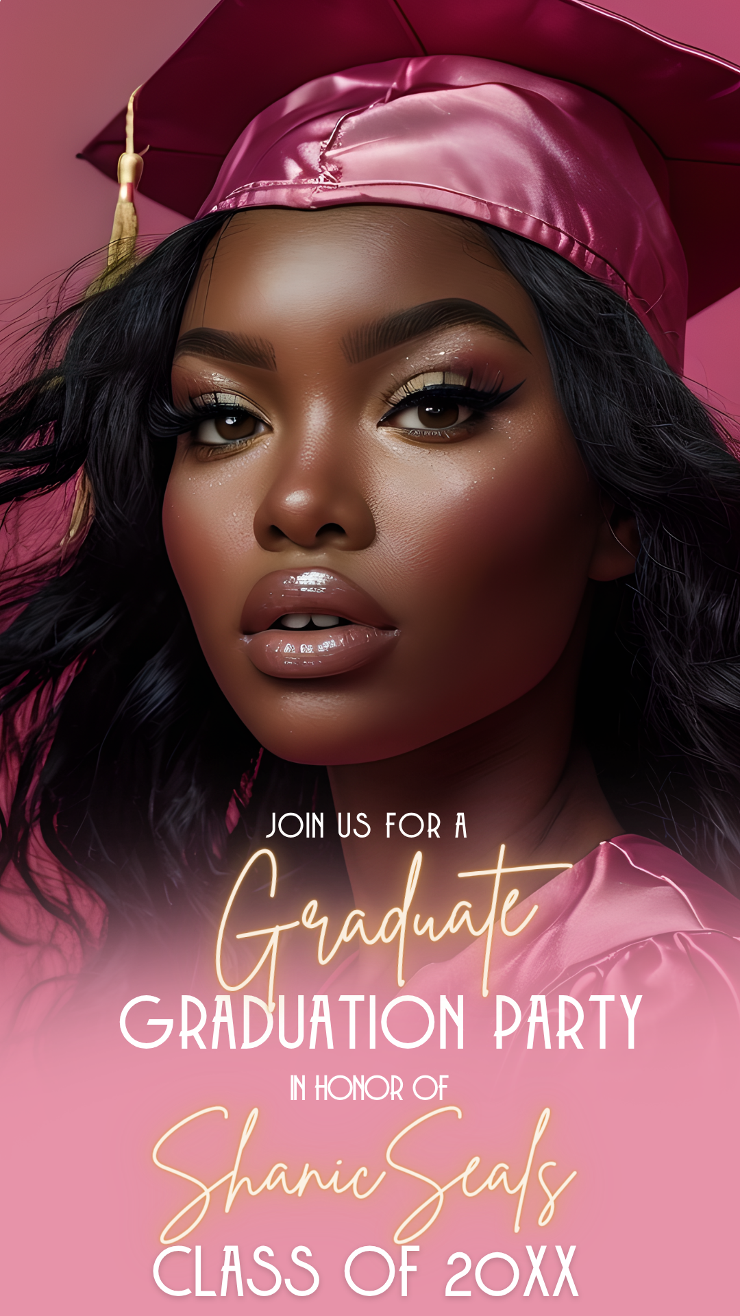 Black and Silver Grad Party Announcement for Mobile Sharing