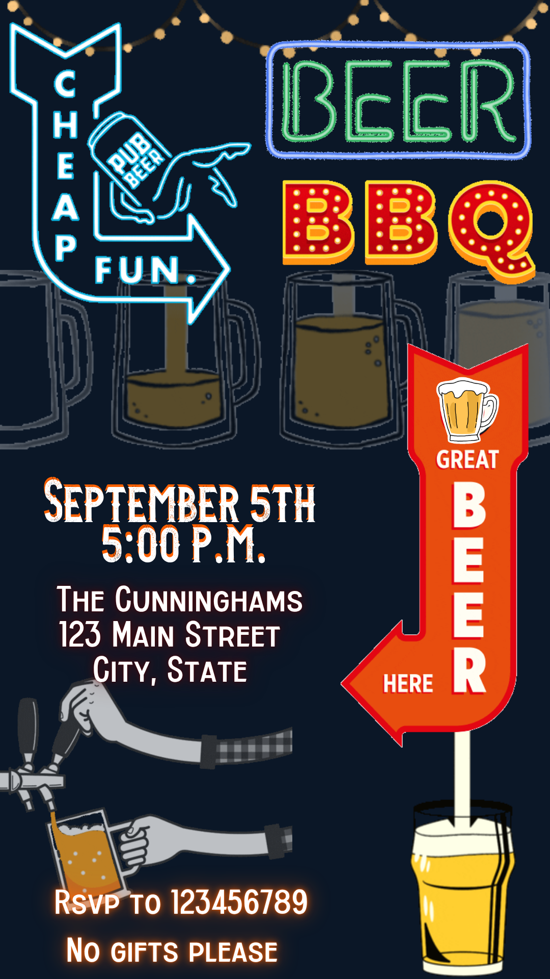 Cheers and Beers 50th Birthday Video Invitation – Beer Themed Surprise Party Evite Canva Editable