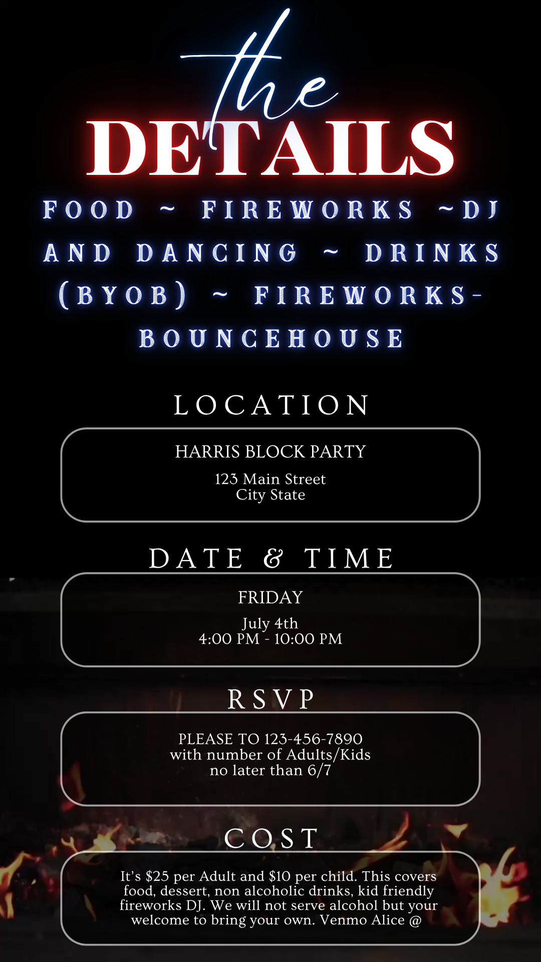 July 4th Cookout Video Invitation – Chill & Grill Independence Day Party Evite Canva Editable