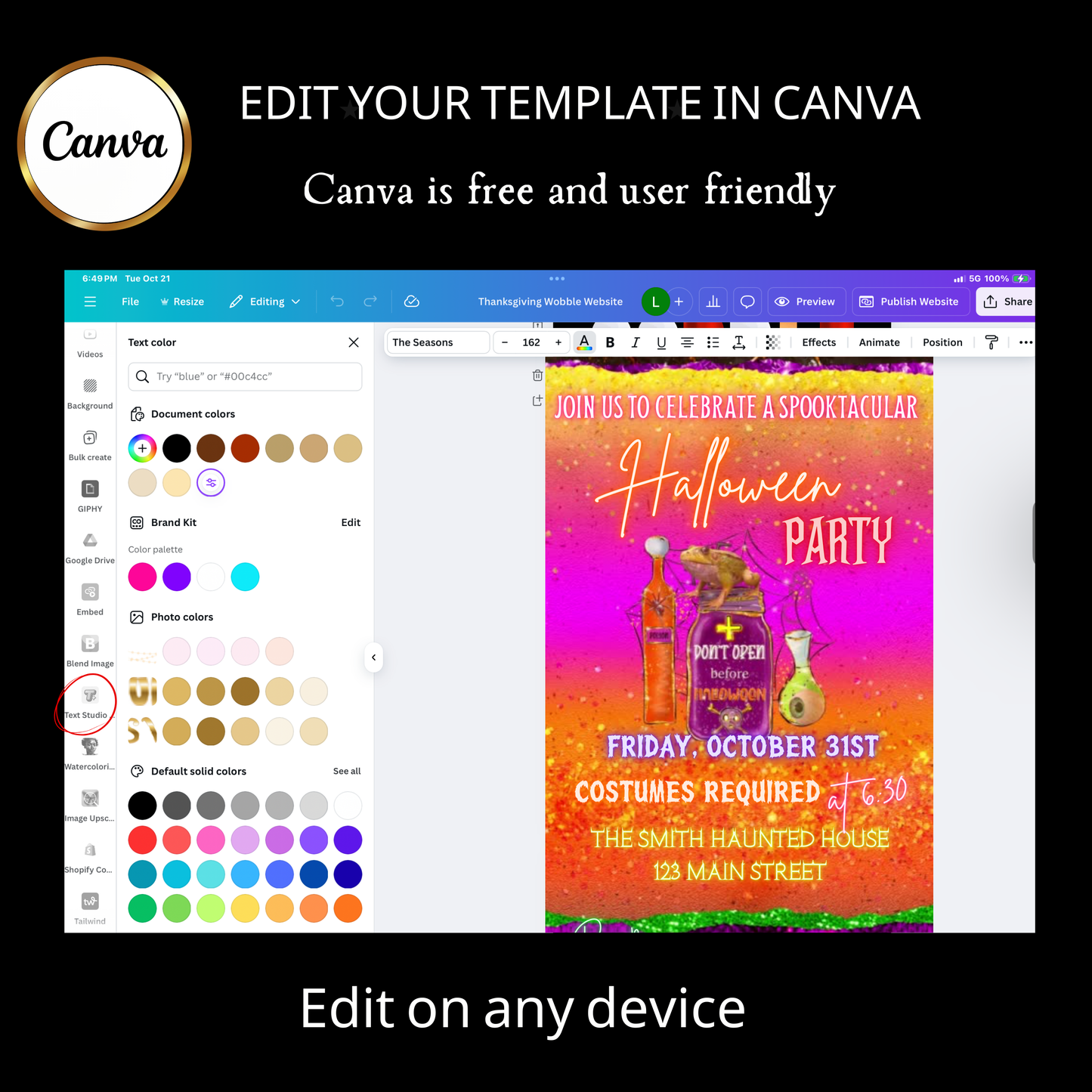 Editable Halloween Party Video Invitation | Canva Evite Template