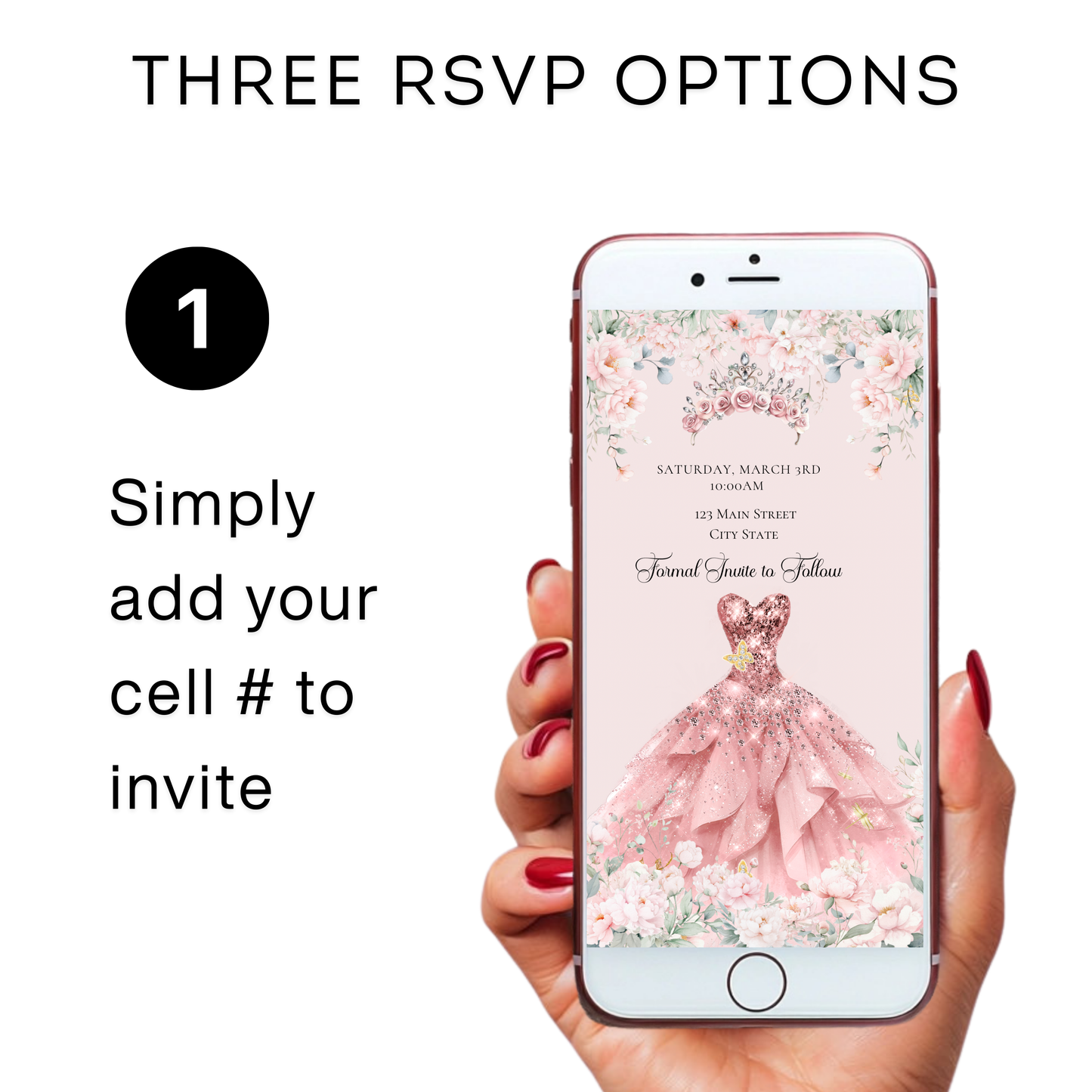 Pink Quinceanera Video Invite | Animated Sweet 15 Quince Invite | Editable Canva Evite Template