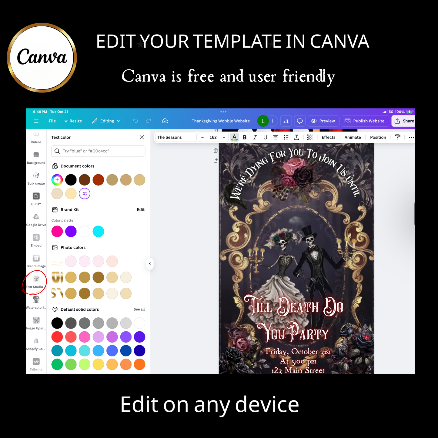 Halloween-Videoeinladung, animierte Halloween-Hochzeitseinladung, bearbeitbare mobile Halloween-Partyeinladung
