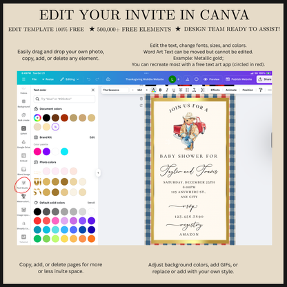 Western Polo Bear Baby Shower Video Invitation | Digital Preppy Plaid Invite | Editable Canva Template
