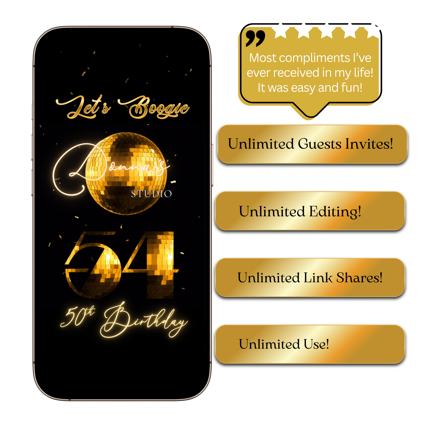 Studio 54 Disco Video Invitation - Disco Ball Studio 54 Birthday Invite