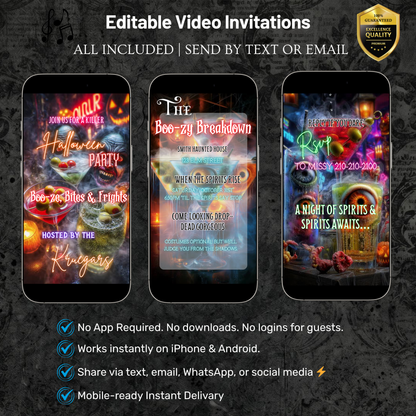 Halloween Video Invitation | Monster Animated Invite | Editable Halloween Bad and boozy Mobile Evite