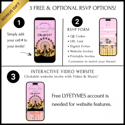 Coachella Video Invitation | Mobile Music Festival RSVP Website Animated Invite | Digital Invite Template