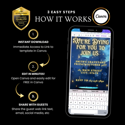 Halloween Video Invitation, Magical Spells Animated Invite, Editable Halloween Party Mobile Evite