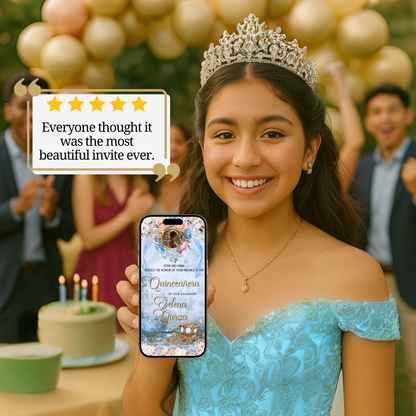 Cinderella Quinceanera Video Invitation Template | Mobile Animated Invite Birthday | Canva Video Evite Download
