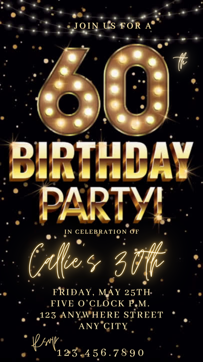 Classic Gold Party Video Invitation Instant Download