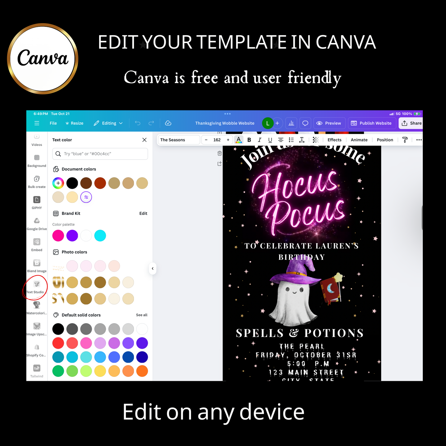 Halloween Video Invitation | Animated Halloween Digital Evite | Editable Canva Invite Template
