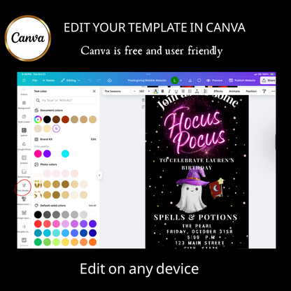Halloween Video Invitation | Animated Halloween Digital Evite | Editable Canva Invite Template
