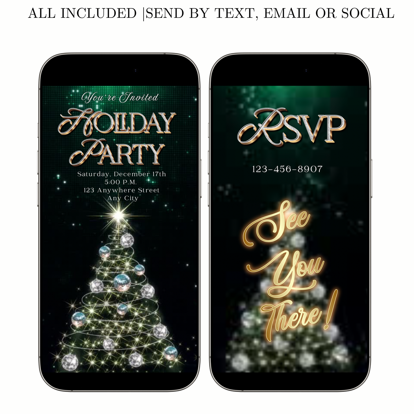 Holiday Party Video Invitation | Editable Canva Christmas Evite with Music