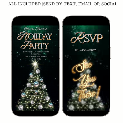 Holiday Party Video Invitation | Editable Canva Christmas Evite with Music
