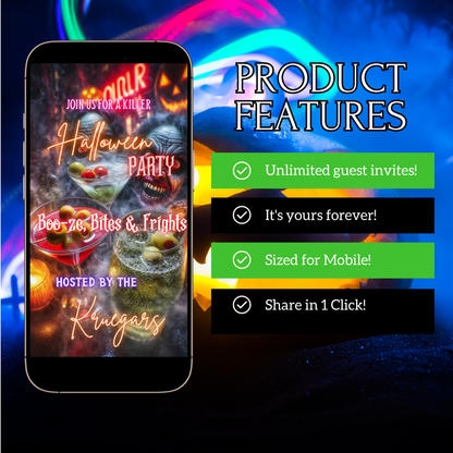 Halloween Video Invitation | Monster Animated Invite | Editable Halloween Bad and boozy Mobile Evite
