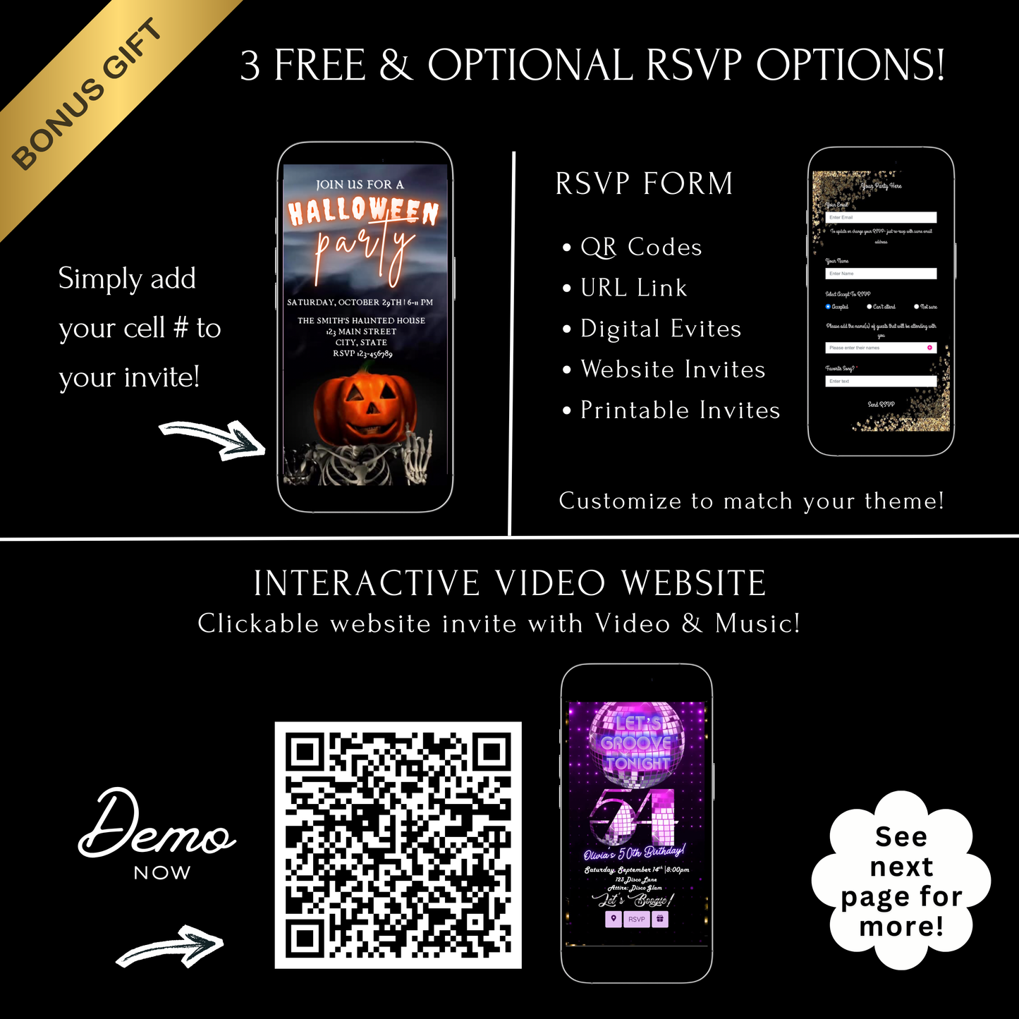 Halloween Video Invitation | Animated Halloween Digital Evite | Editable Canva Invite Template