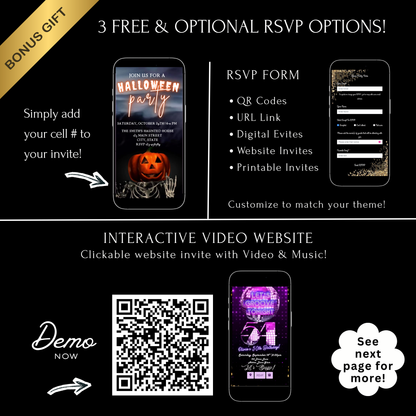 Halloween Video Invitation | Animated Halloween Digital Evite | Editable Canva Invite Template