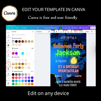 Halloween-Videoeinladung, animierte Einladung zum gruseligen Geburtstag für Jungen, bearbeitbare mobile Einladung zur Halloween-Party